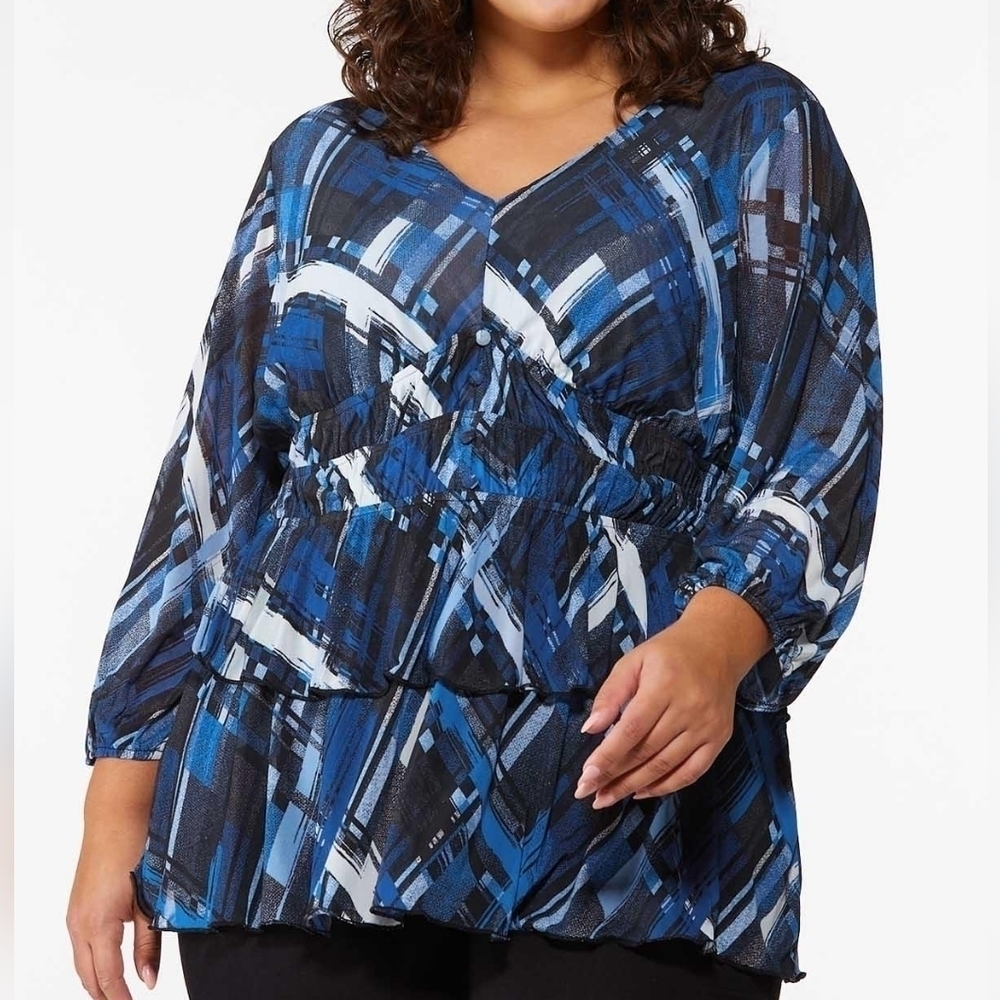 NWT TIERED PEPLUM BLOUSE BY CATO